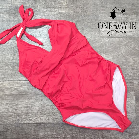 Aleumdr Halter Cross Front One Piece Swimsuit Size M - Picture 1 of 4